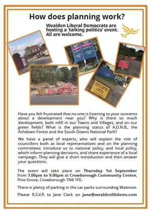 Planning talk on Sept 1 2022 in Crowborough