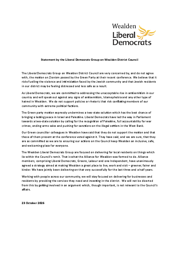 Statement about Green Party Motion